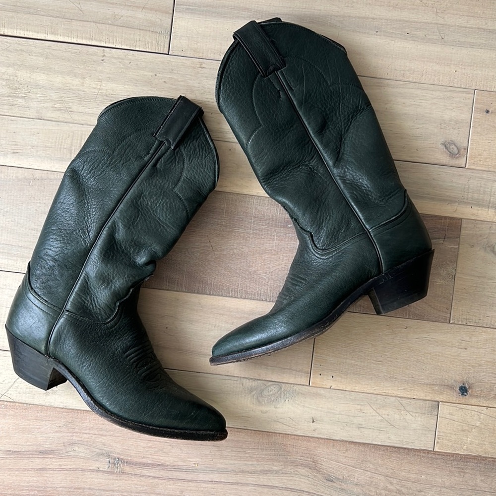 Vintage Cowboy Boots in Dark Green